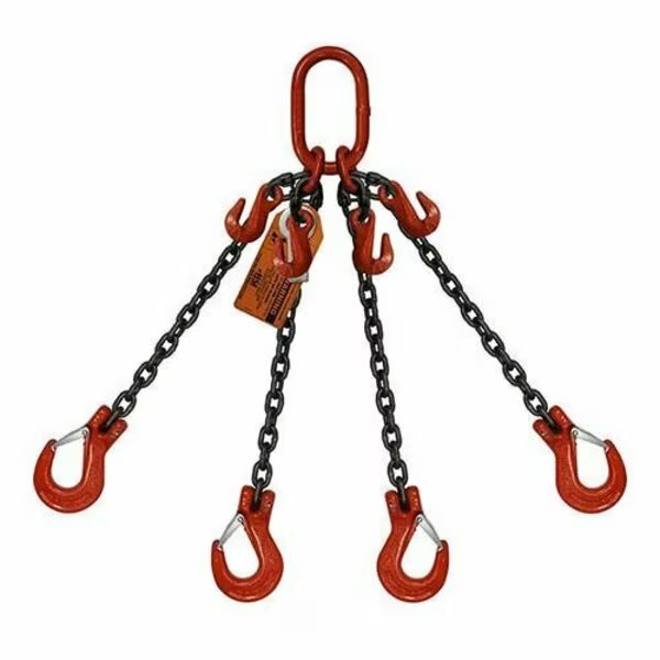 Four Leg Chain Slng, Adjstbl Type A, 9/32in dia, 26ft L, Oblong Link to Slng Hook, 11,200lb Lmt, Hsi, Mfr#: 10AQOS9/32A-26